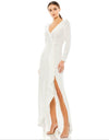Mac Duggal Prom Long Sleeve High Low Dress White