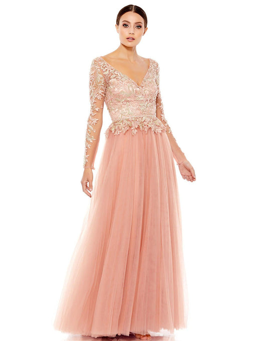 Mac Duggal Prom Long Sleeve Lace Ball Gown 11168 Sale - The Dress Outlet