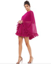 Mac Duggal Short Cape Sleeve Cocktail Dress 55407 - The Dress Outlet