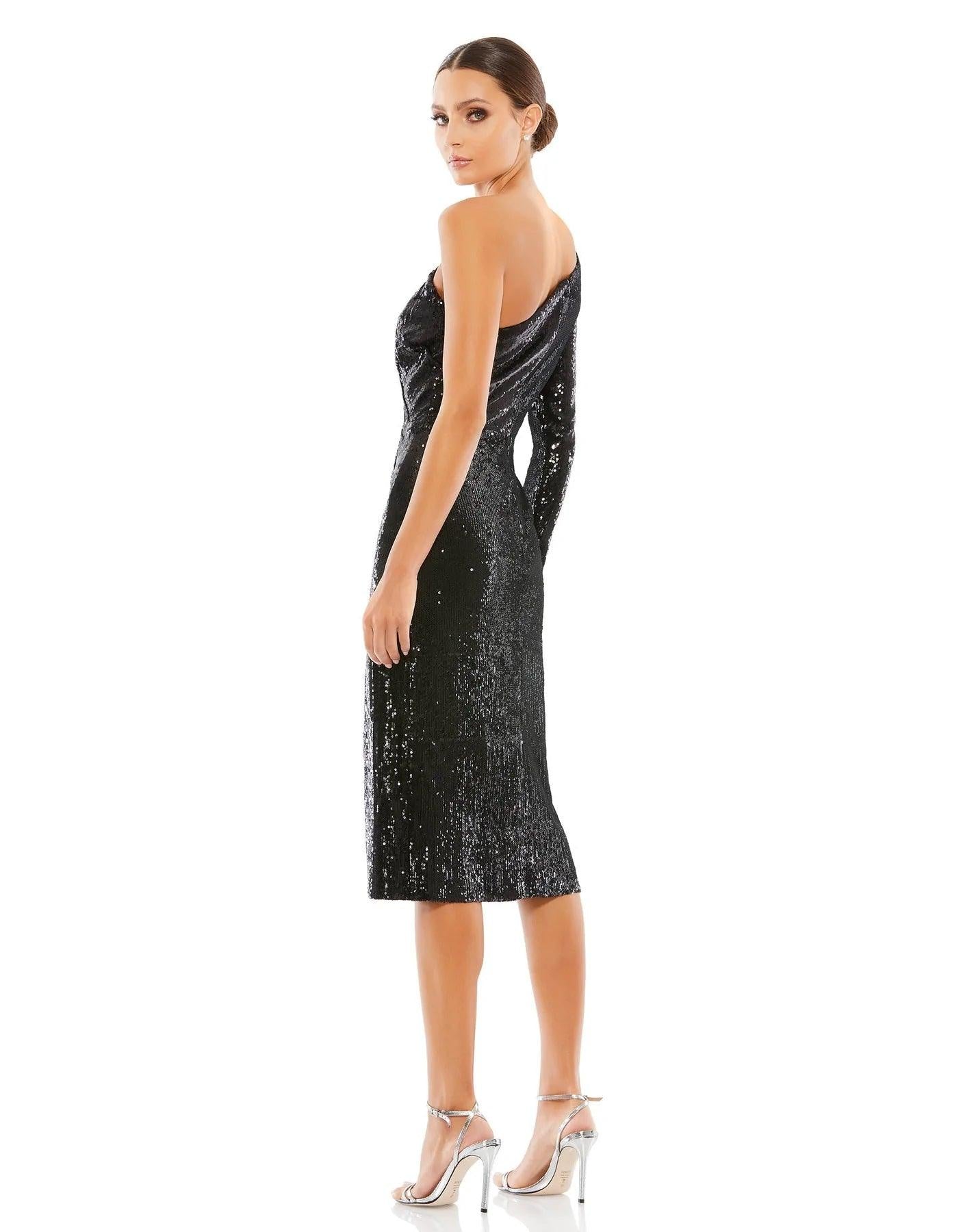 فستان قصير بكتف واحد من ماك دوجال 26688