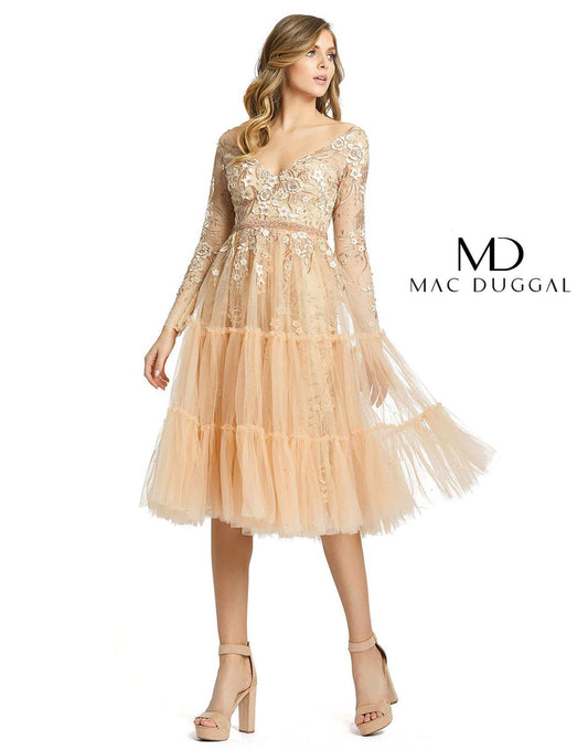 Mac Duggal Short Long Sleeve Cocktail Dress 67547 - The Dress Outlet