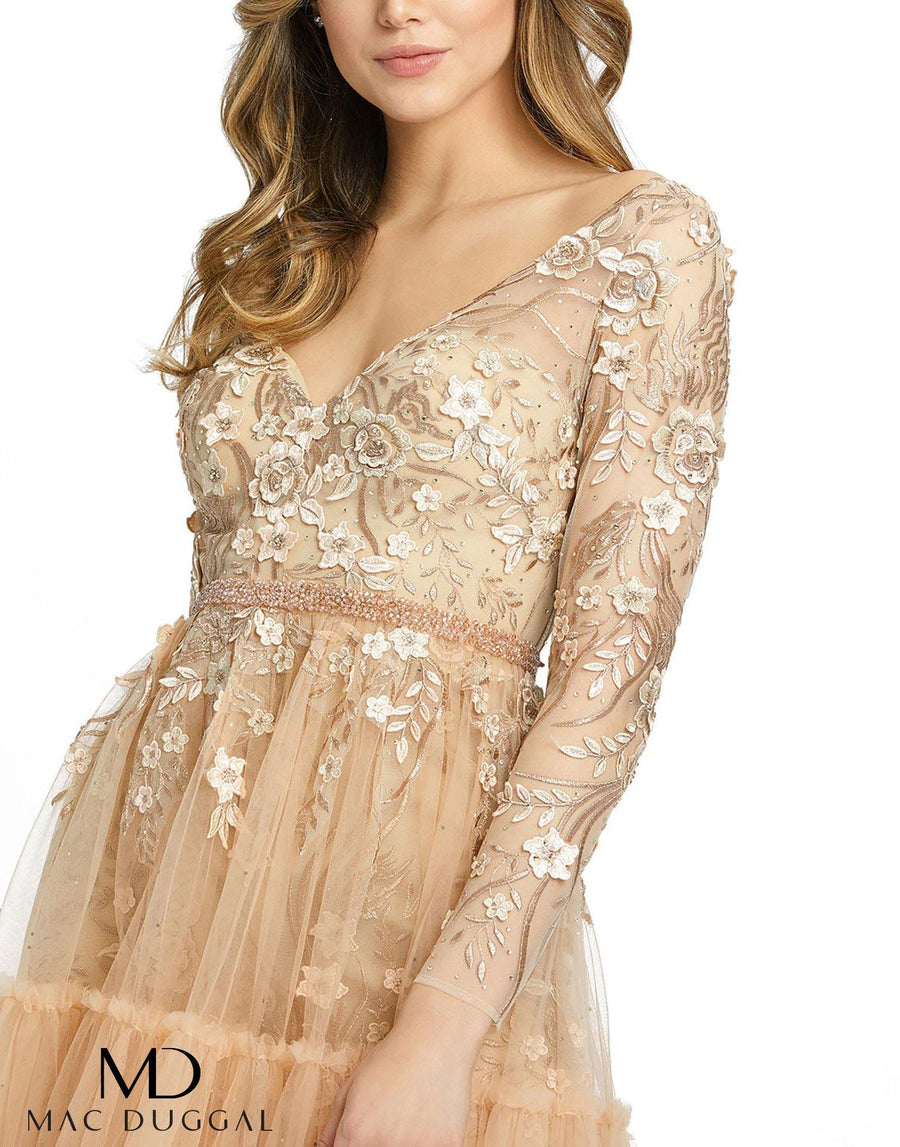 Mac Duggal Short Long Sleeve Cocktail Dress 67547 - The Dress Outlet