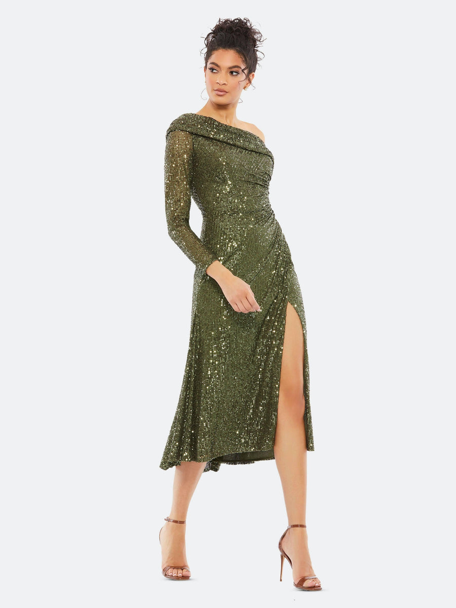 Mac Duggal Short One Shoulder Sequins Dress 26551 - The Dress Outlet