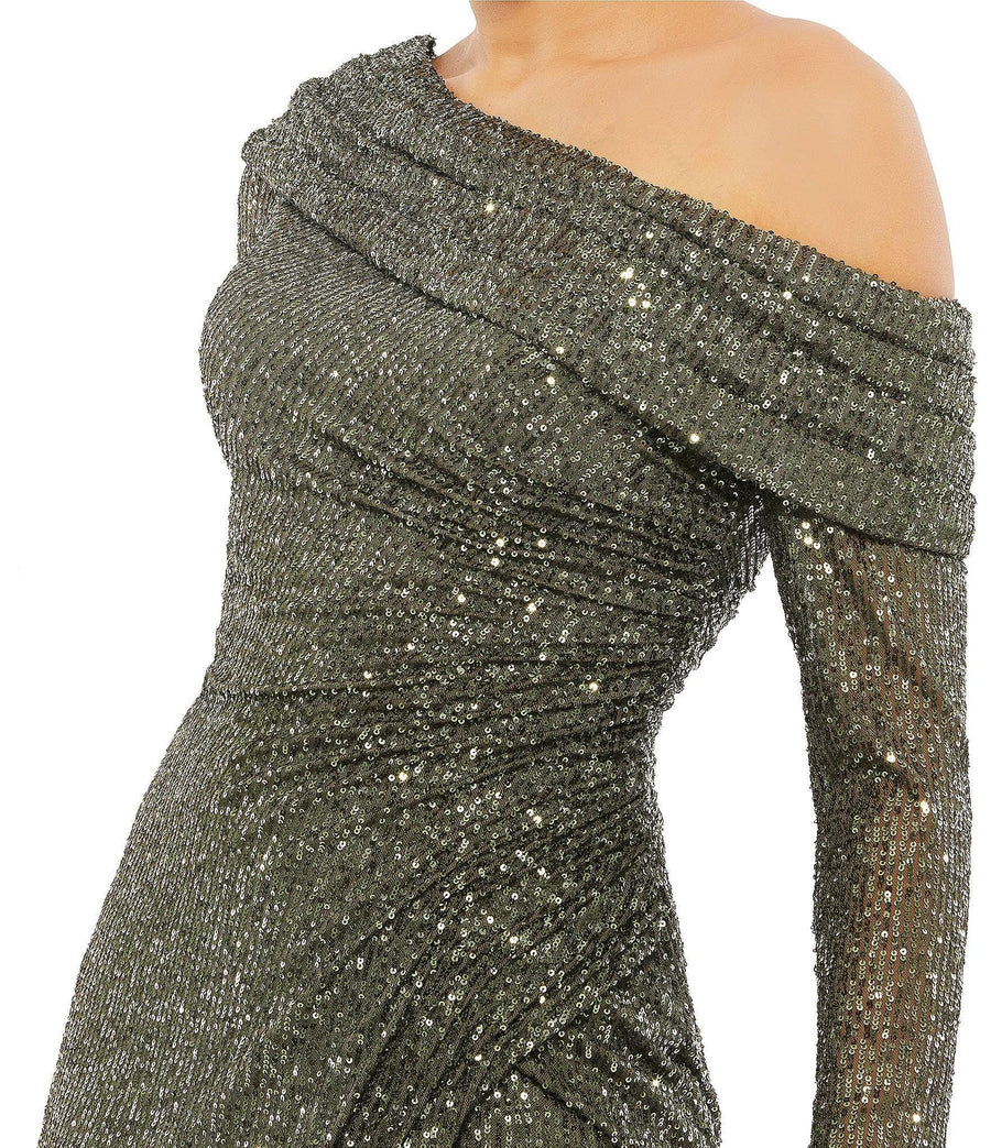 Mac Duggal Short One Shoulder Sequins Dress 26551 - The Dress Outlet