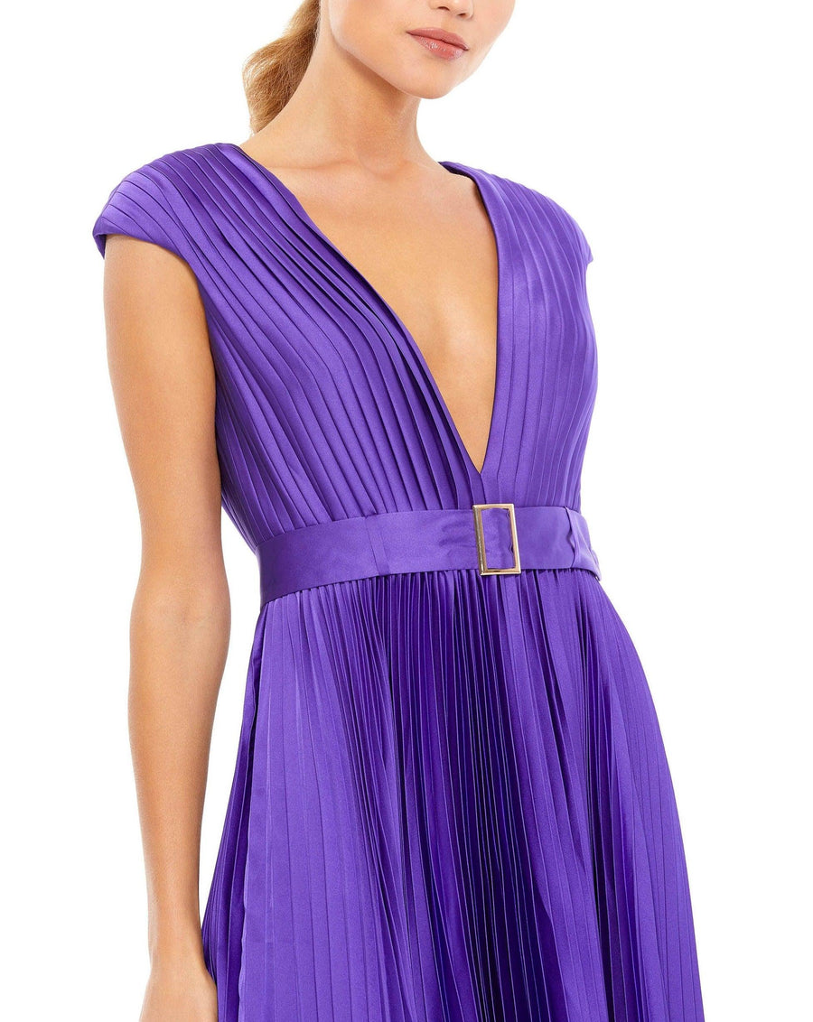 Mac Duggal Short Pleated Cap sleeve Dress 26483 - The Dress Outlet