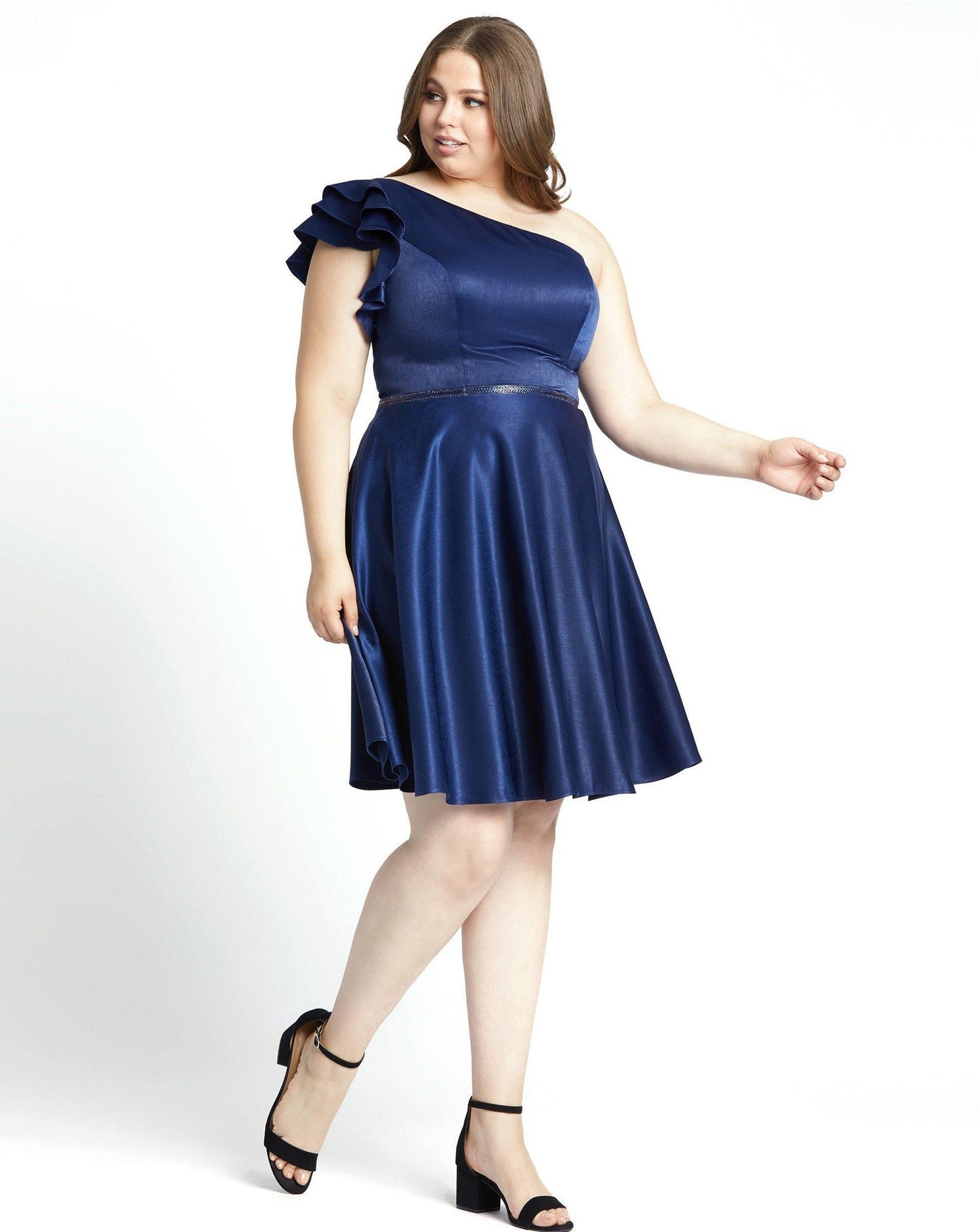 Mac Duggal Short Plus Size One Shoulder Dress 49229 - The Dress Outlet