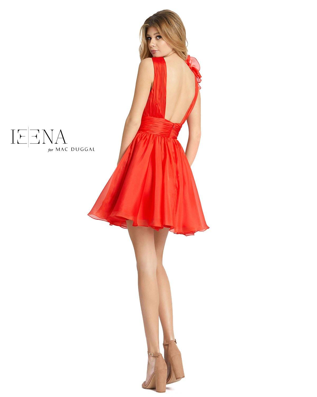 Mac Duggal Short Ruffle V Neck A Line Cocktail Dress - The Dress Outlet