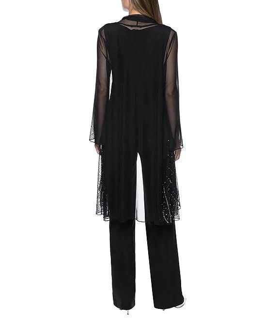 Marina Formal Two Piece Beaded Jacket Jumpsuit Set - The Dress Outlet