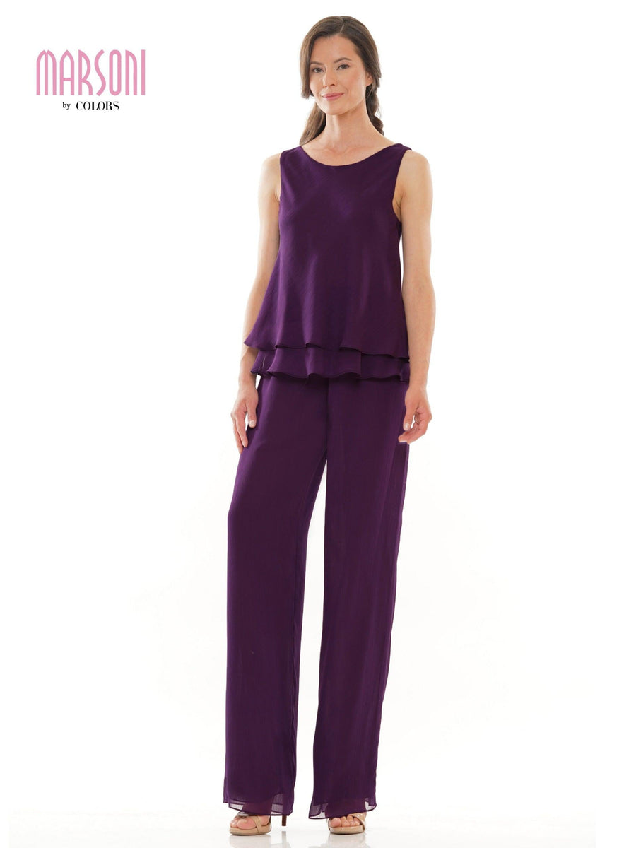 Marsoni Formal Long Jacket Chiffon Pant Suit 304 - The Dress Outlet
