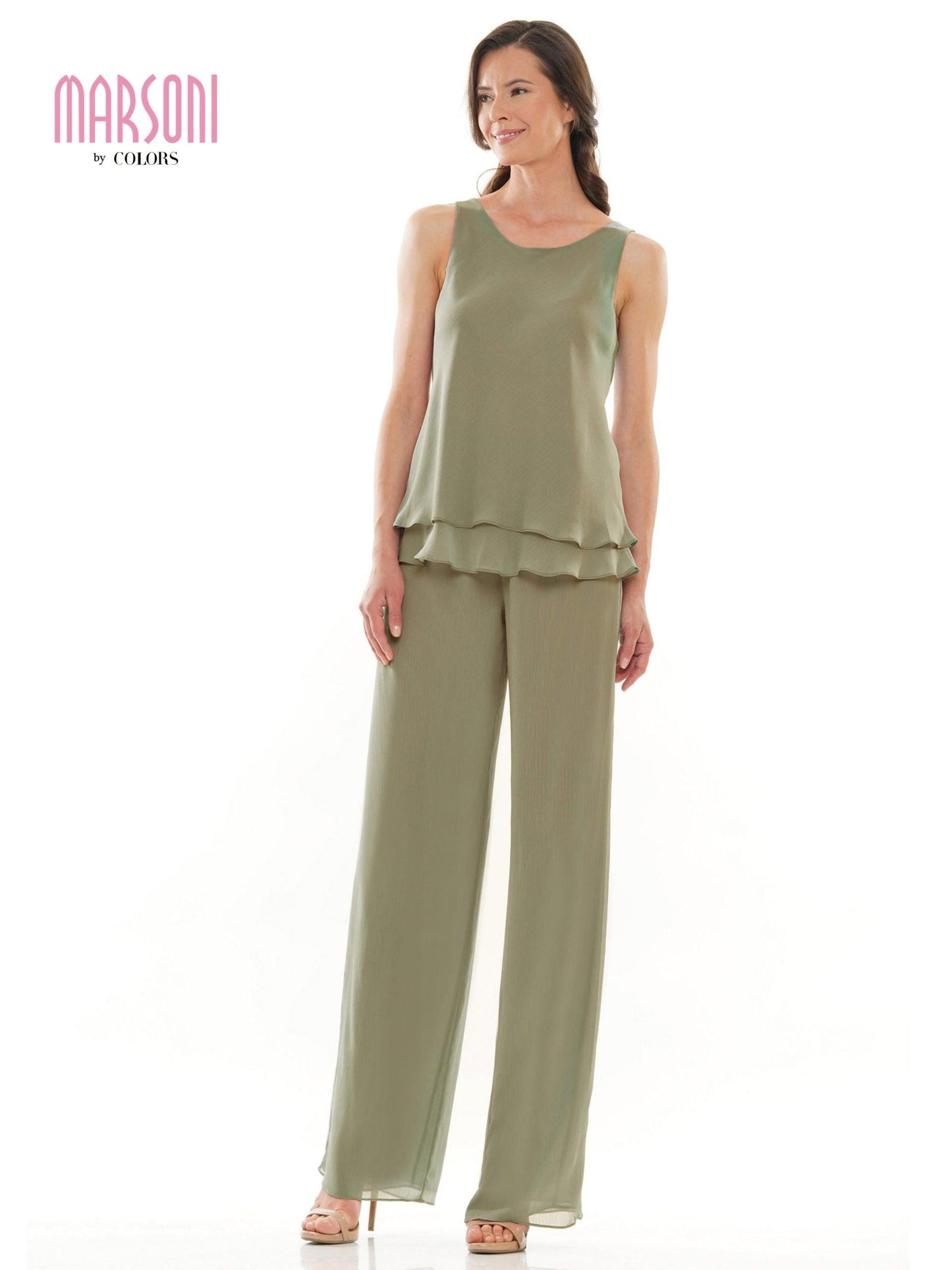 Marsoni Formal Long Jacket Chiffon Pant Suit 304 - The Dress Outlet