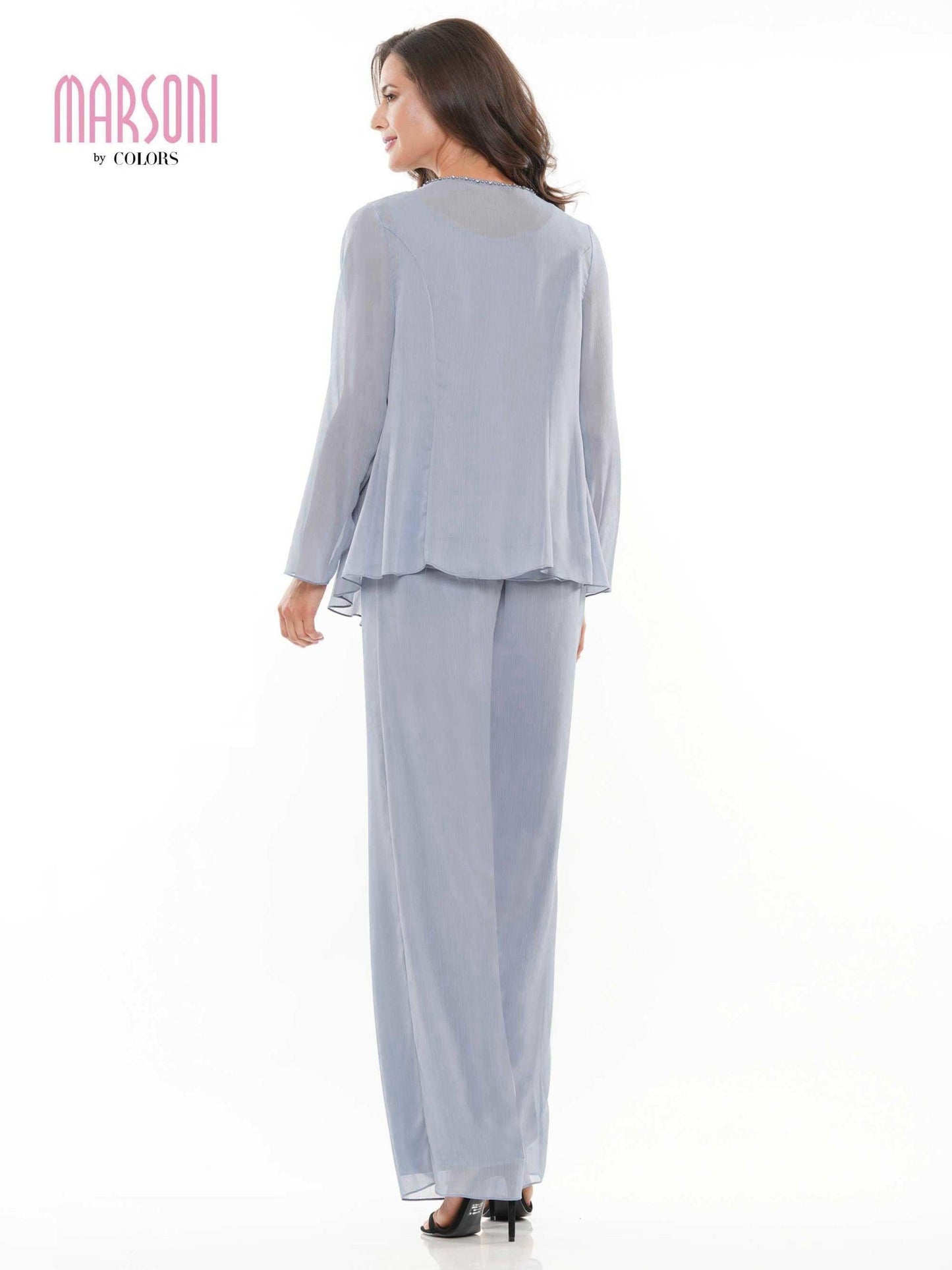 Marsoni Formal Long Jacket Chiffon Pant Suit 304 - The Dress Outlet