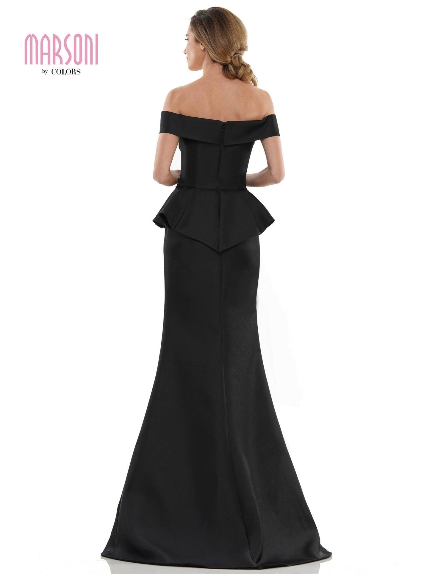 Marsoni Formal Off Shoulder Satin Long Dress 1141 - The Dress Outlet