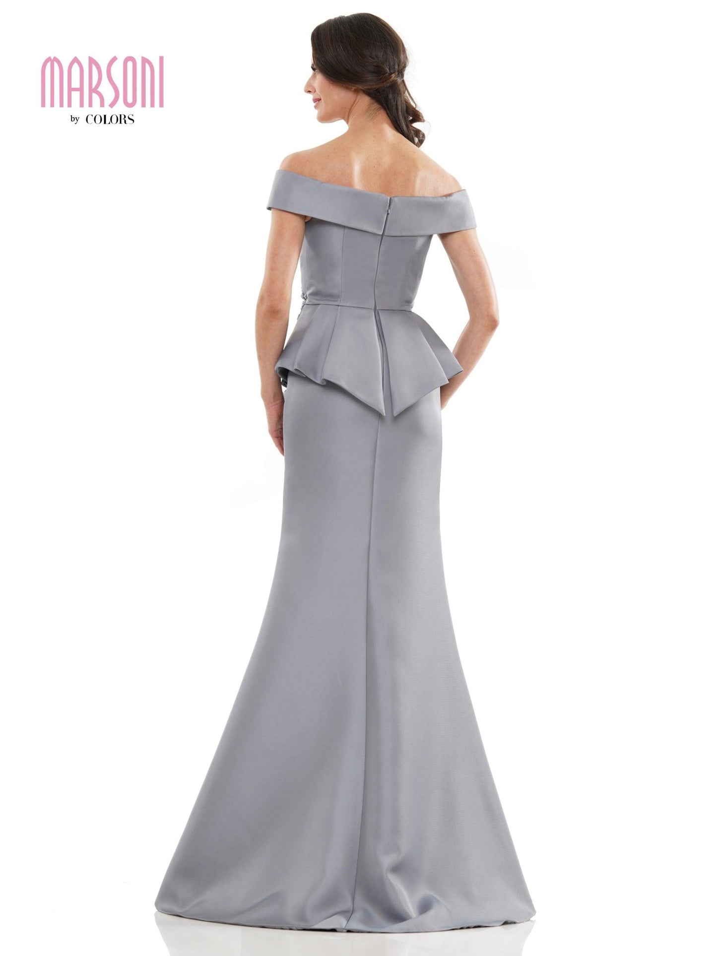 Marsoni Formal Off Shoulder Satin Long Dress 1141 - The Dress Outlet