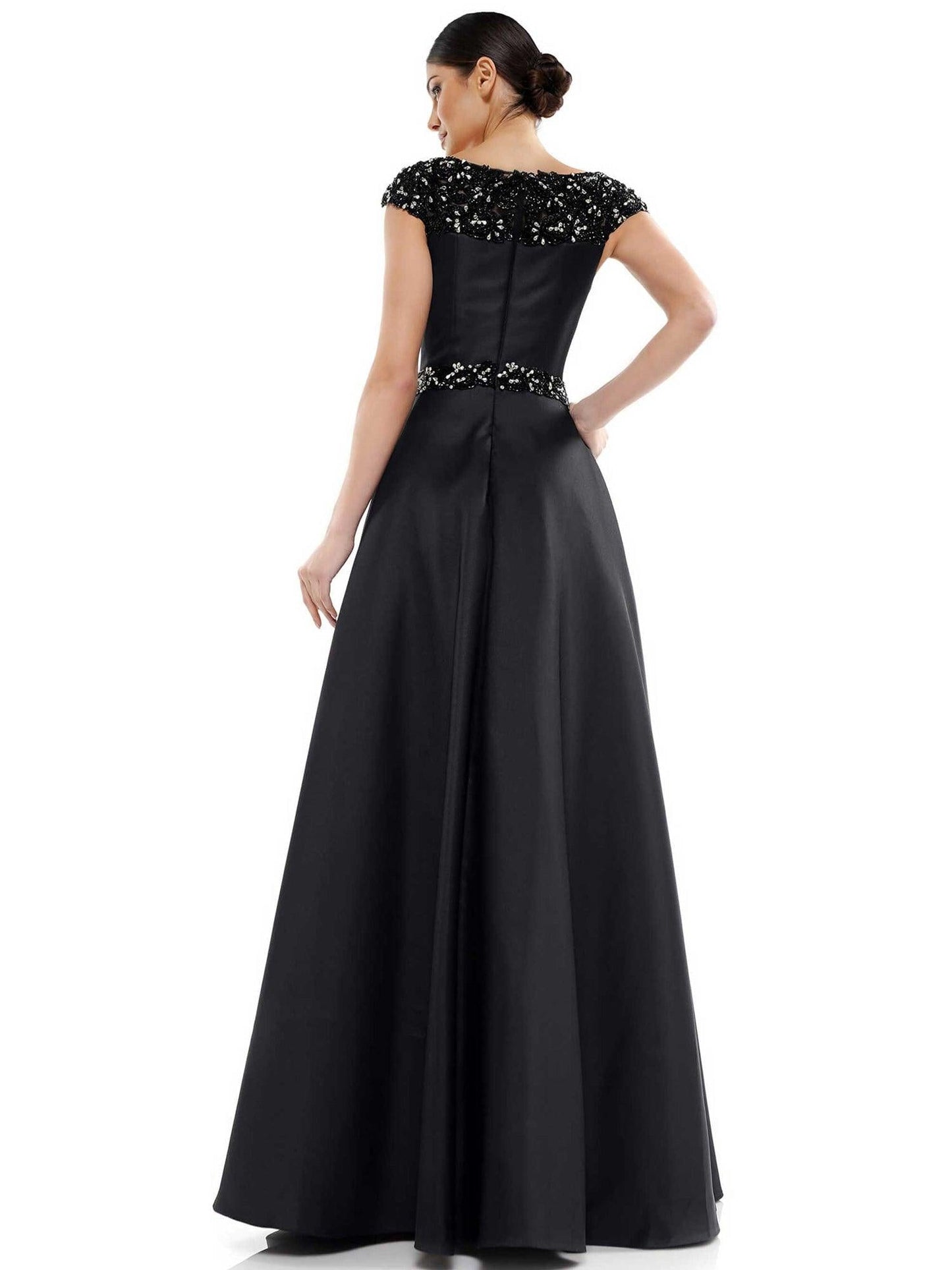 Marsoni Long Formal Cap Sleeve Beaded Dress 1035 - The Dress Outlet