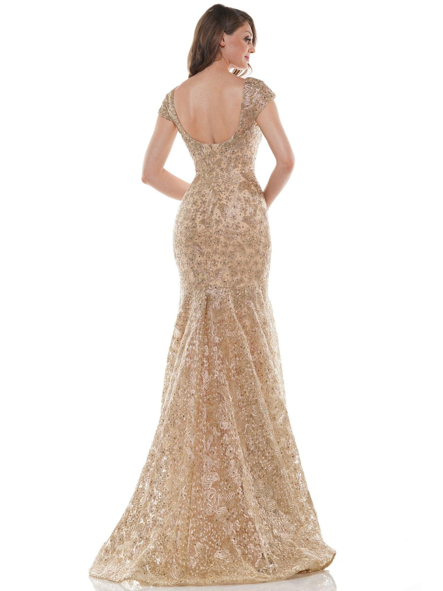 Marsoni Long Formal Metallic Lace Mermaid Dress 212 - The Dress Outlet