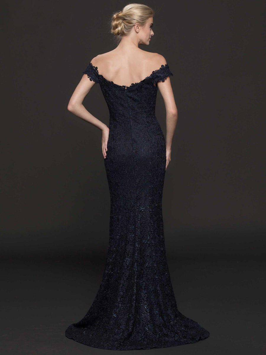 Marsoni Long Formal Off Shoulder Lace Dress 221 - The Dress Outlet