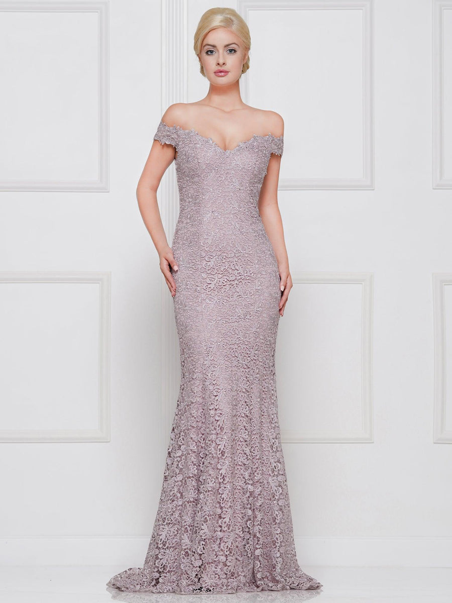 Marsoni Long Formal Off Shoulder Lace Dress 221 - The Dress Outlet