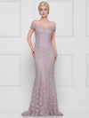 Marsoni Long Formal Off Shoulder Lace Dress 221 - The Dress Outlet