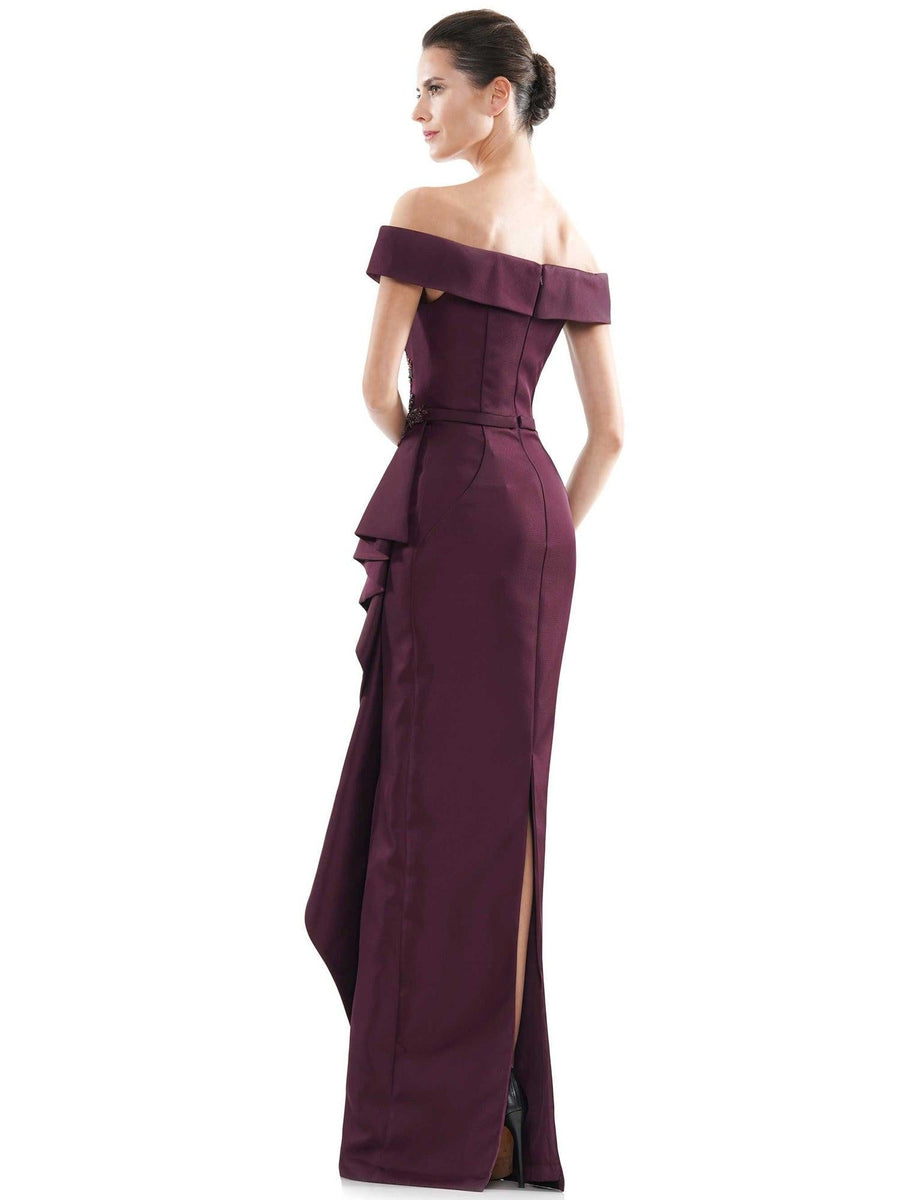 Marsoni Long Formal Off Shoulder Satin Dress 1087 - The Dress Outlet