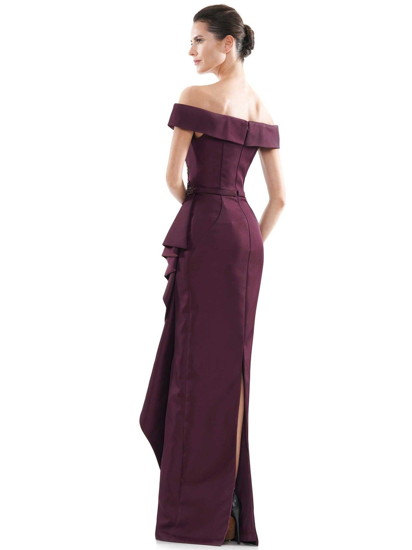 Marsoni Long Formal Off Shoulder Satin Dress 1087 - The Dress Outlet