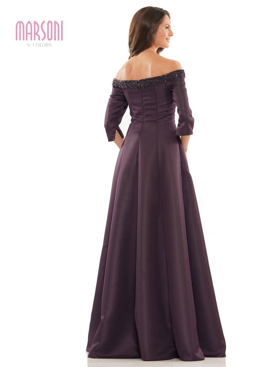Marsoni Long Off Shoulder Beaded Formal Gown 1177 - The Dress Outlet