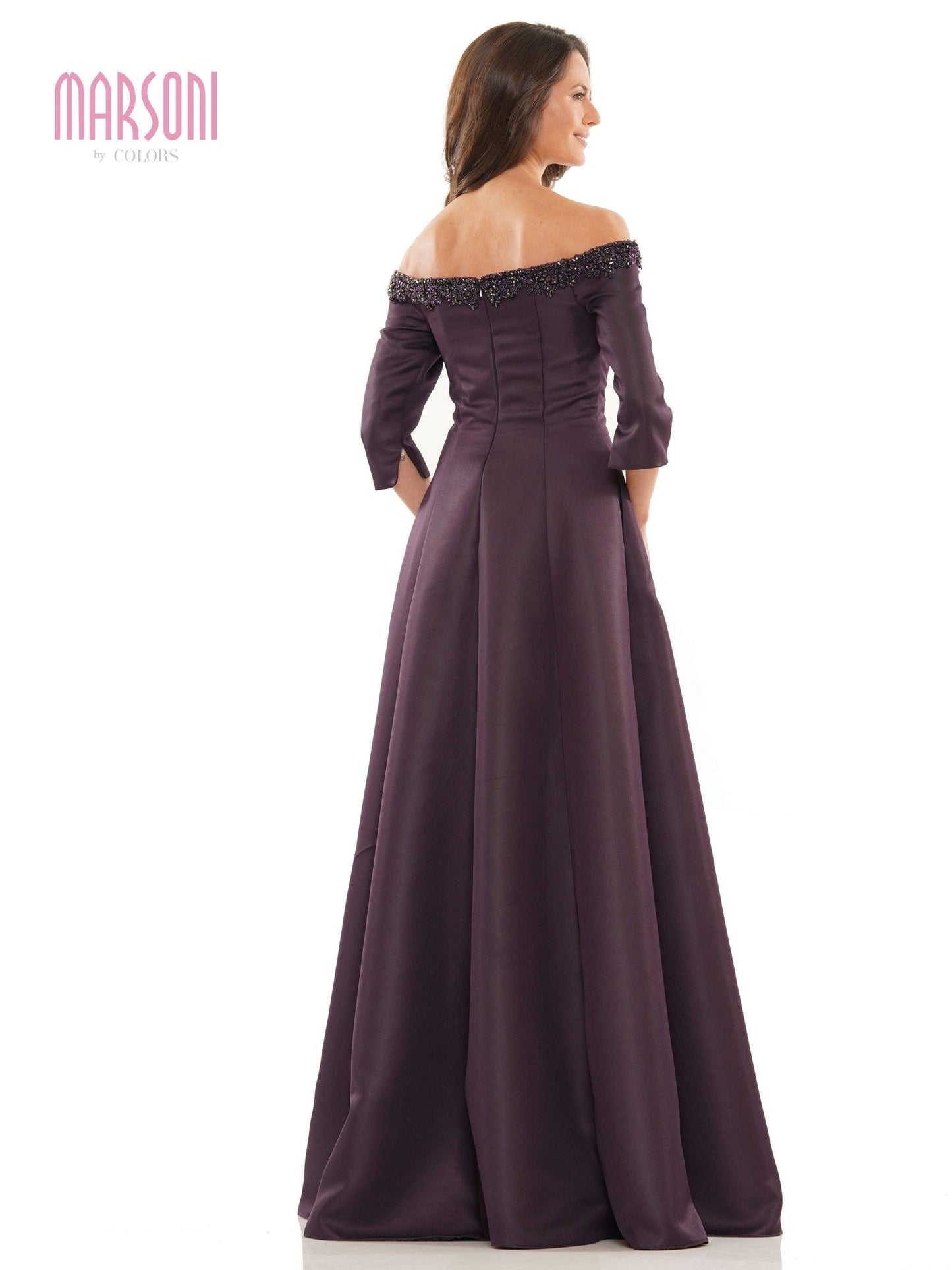 Marsoni Long Off Shoulder Beaded Formal Gown 1177 - The Dress Outlet