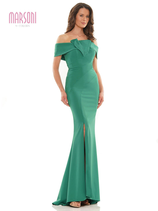 Marsoni Long  Off Shoulder Formal Dress 1165 - The Dress Outlet