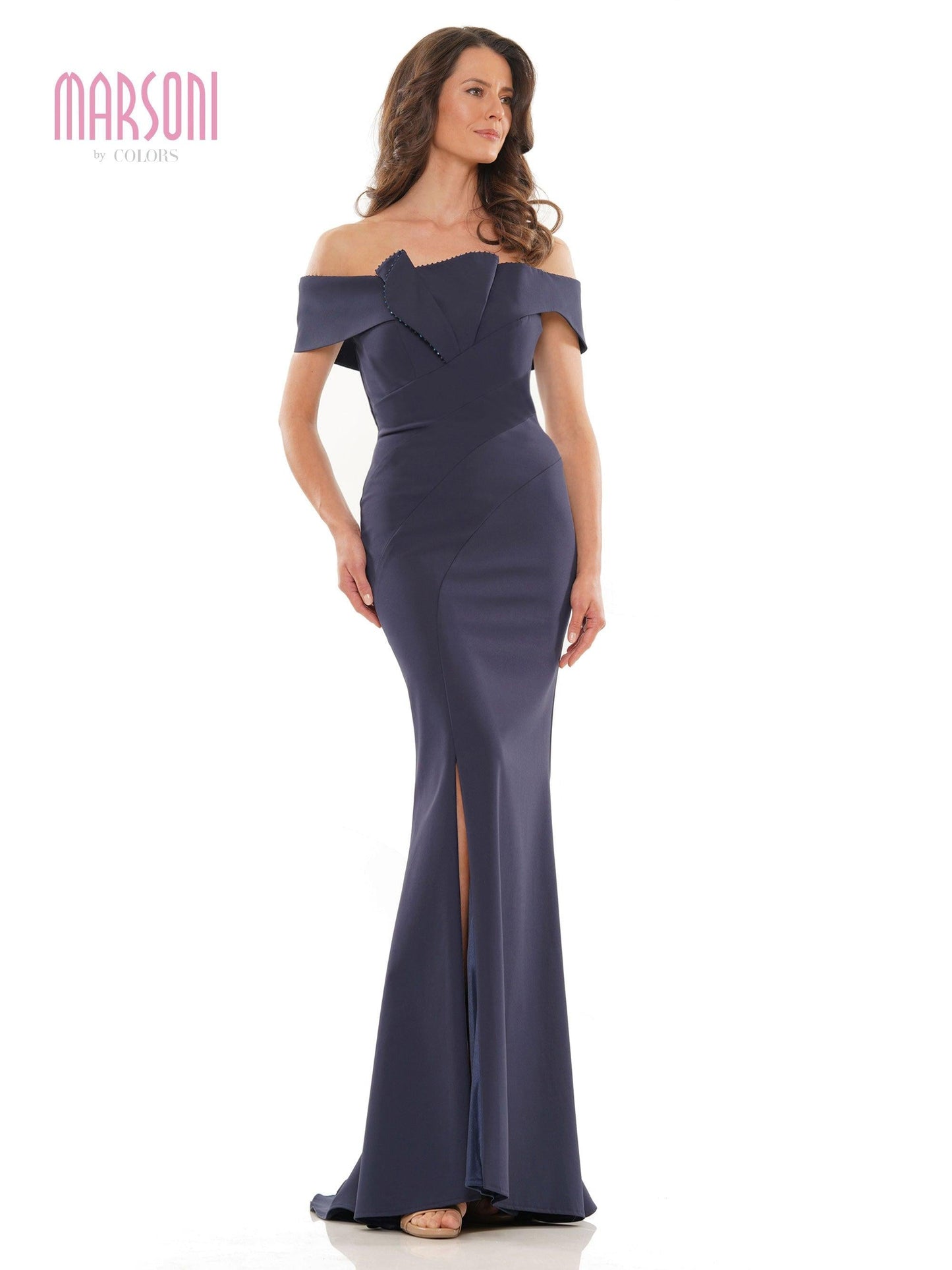 Marsoni Long  Off Shoulder Formal Dress 1165 - The Dress Outlet