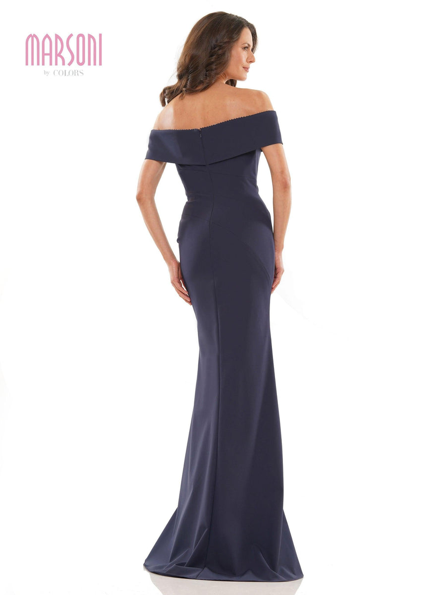 Marsoni Long  Off Shoulder Formal Dress 1165 - The Dress Outlet