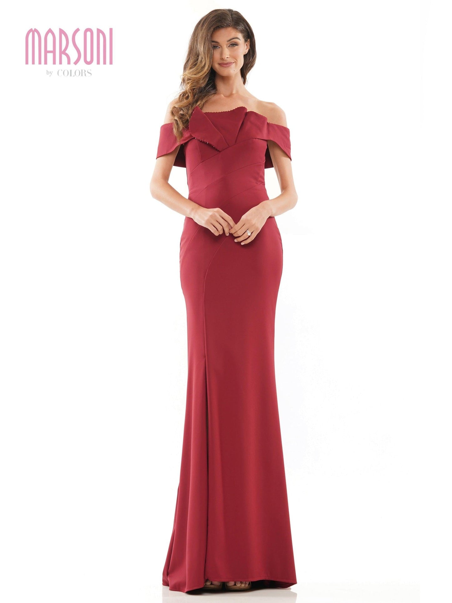 Marsoni Long  Off Shoulder Formal Dress 1165 - The Dress Outlet