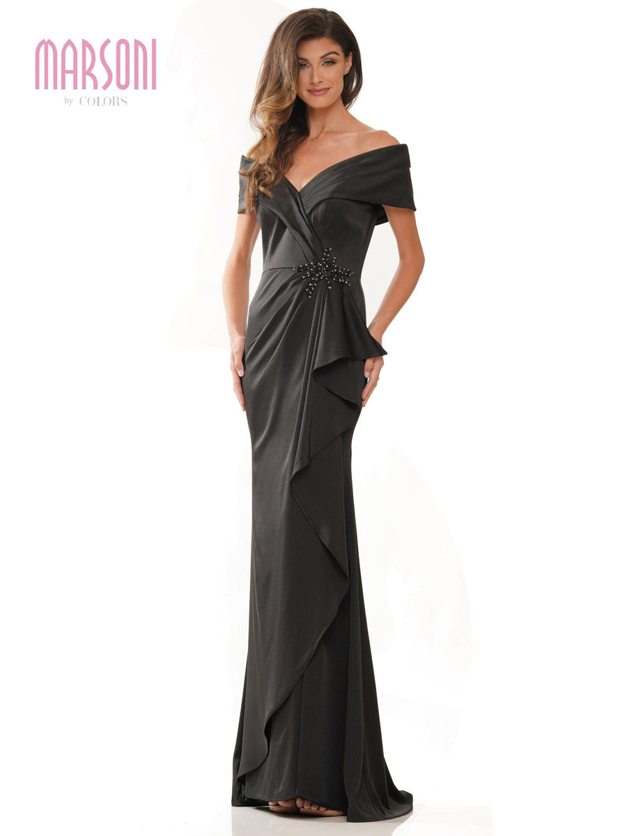Marsoni Long Off Shoulder Formal Dress 1180 - The Dress Outlet