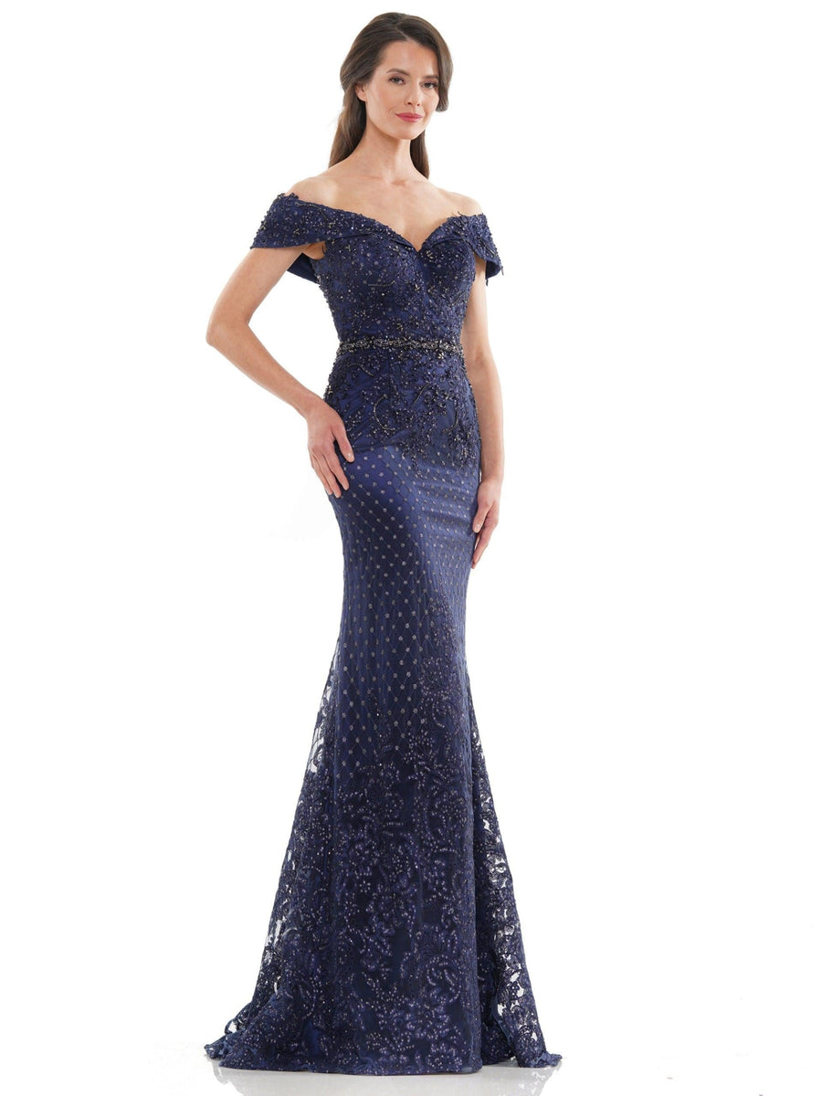 Marsoni Off Shoulder Beaded Long Gown 1122 - The Dress Outlet