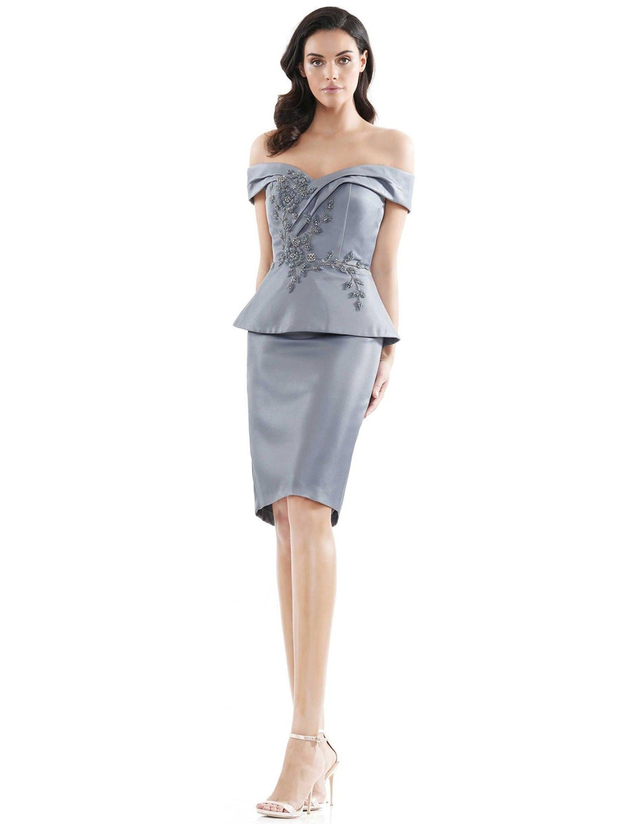 Marsoni Off Shoulder Peplum Short  Dress 1059 - The Dress Outlet