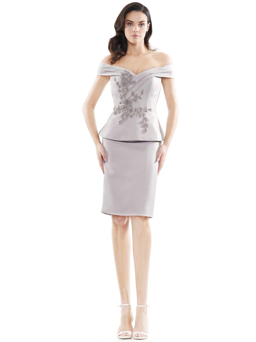 Marsoni Off Shoulder Peplum Short  Dress 1059 - The Dress Outlet