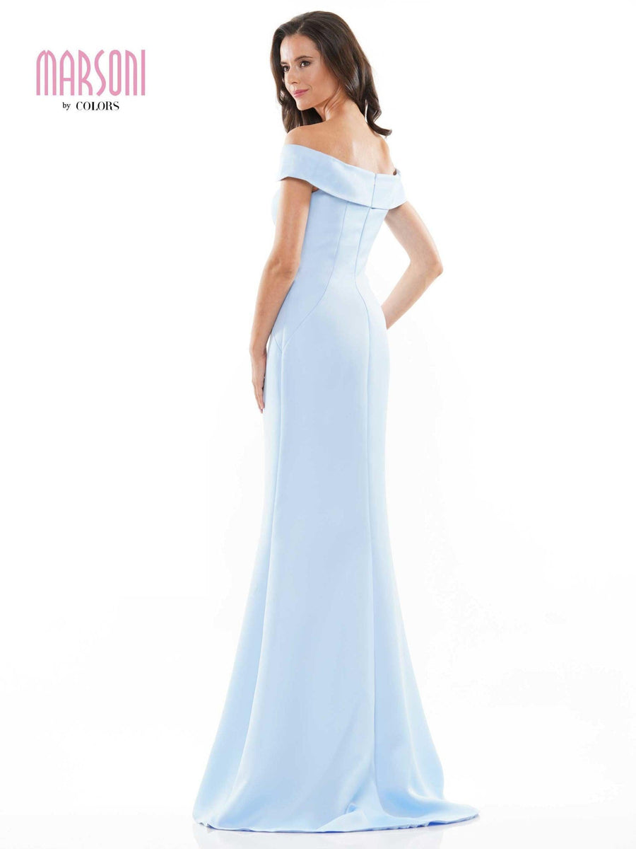 Marsoni Off Shoulder Satin Long Evening Gown 1153 - The Dress Outlet
