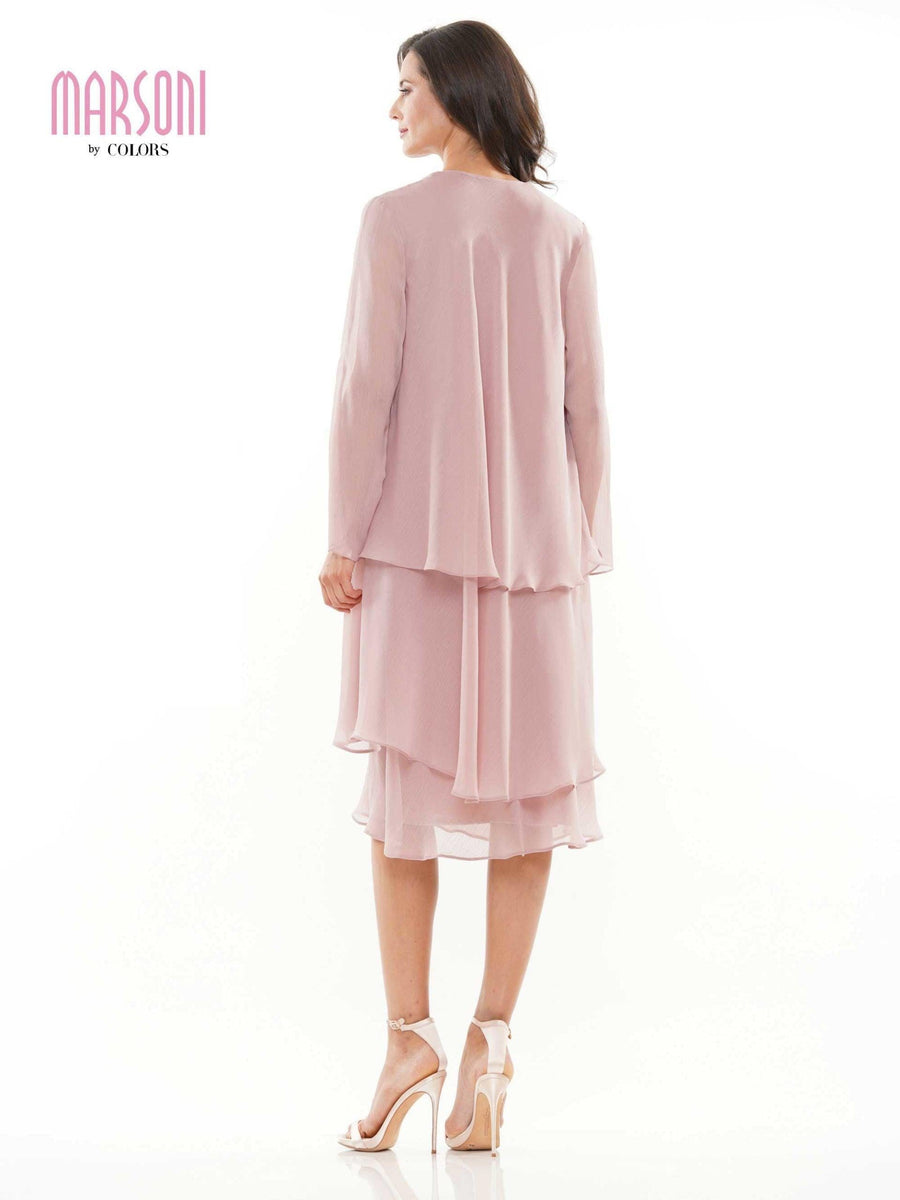 Marsoni Short Mother of the Bride Chiffon Dress 307 - The Dress Outlet