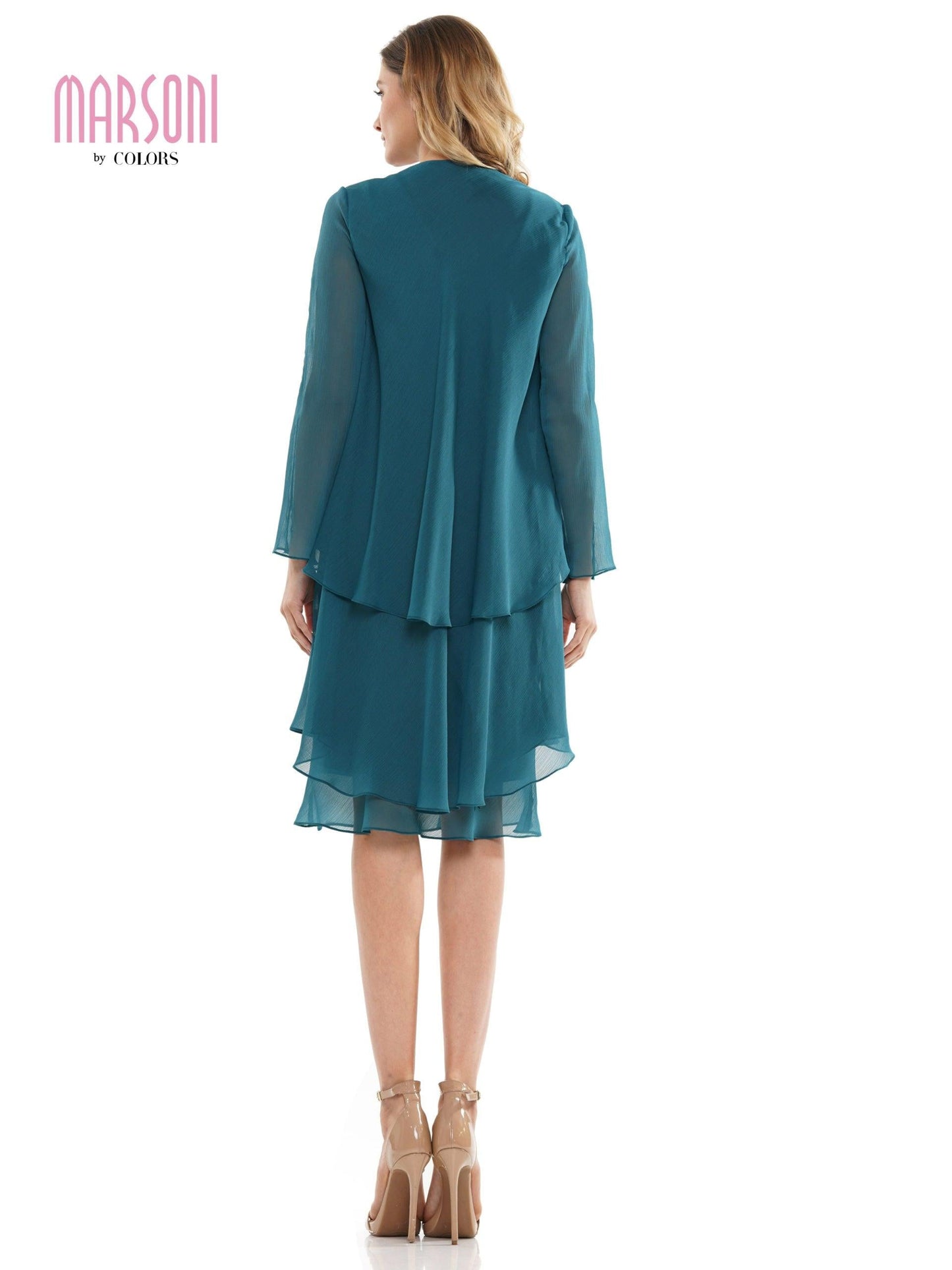 Marsoni Short Mother of the Bride Chiffon Dress 307 - The Dress Outlet