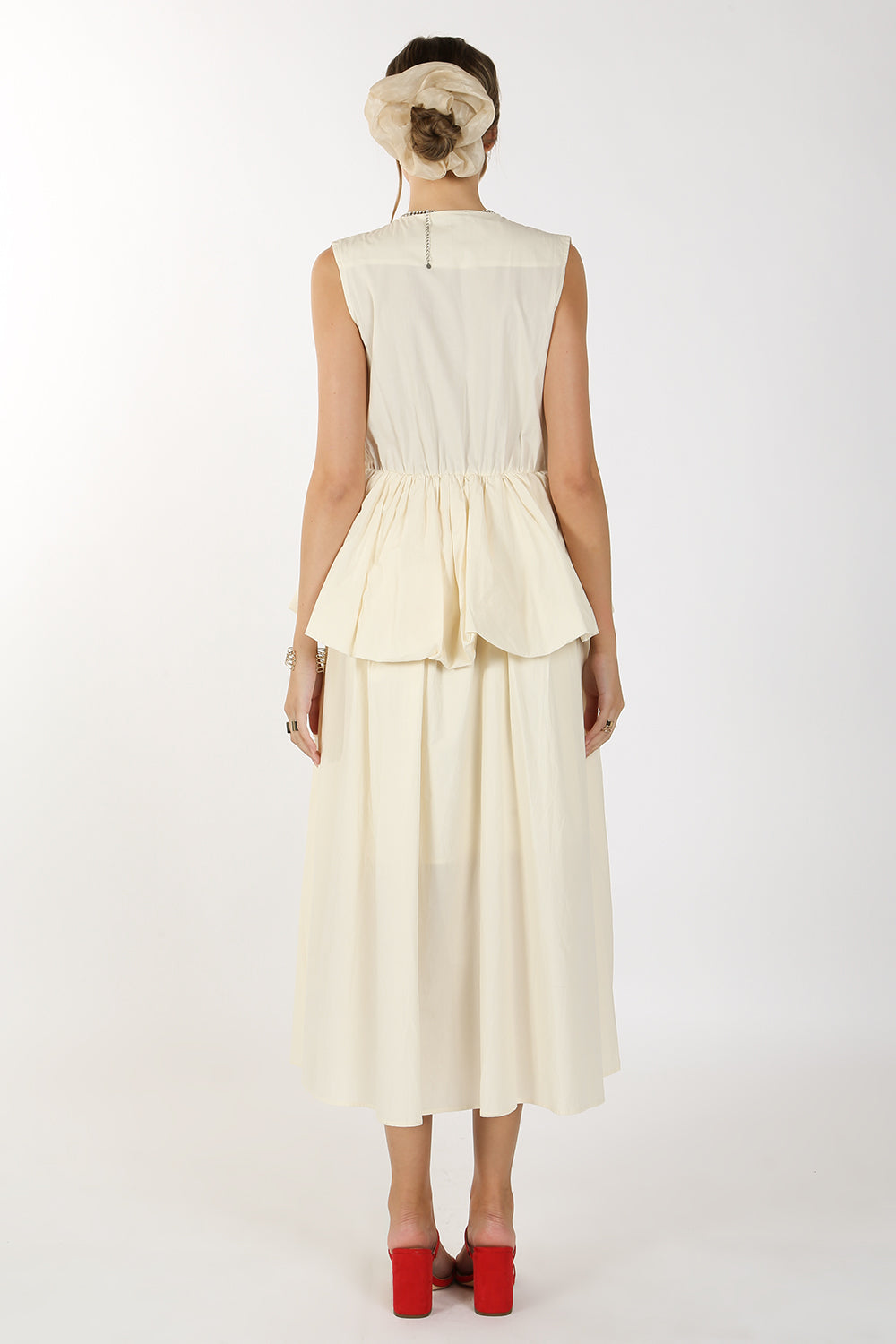 Cocktail Dresses Sleeveless Waist Ruffle Maxi Dress White