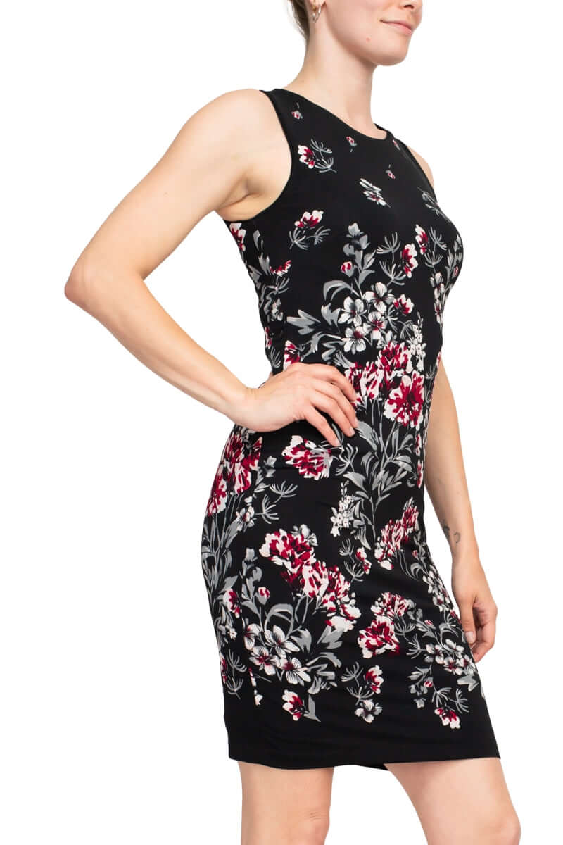 Cocktail Dresses Short Floral Print Fitted Cocktail Dress Floral