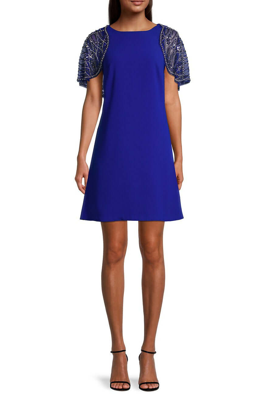 Cocktail Dresses Short Fitted Cocktail Mini Cape Dress Royal Sapphire