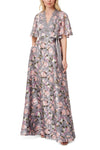 Formal Dresses Floral Print Long Formal A Line Evening Dress Grey Multi