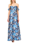 Formal Dresses Long A Line Floral Print Formal Dress Blue Multi