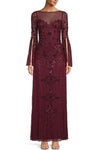 Formal Dresses Beaded Long Formal A Line Evening Dress Mahogany