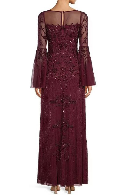 Formal Dresses Beaded Long Formal A Line Evening Dress Mahogany