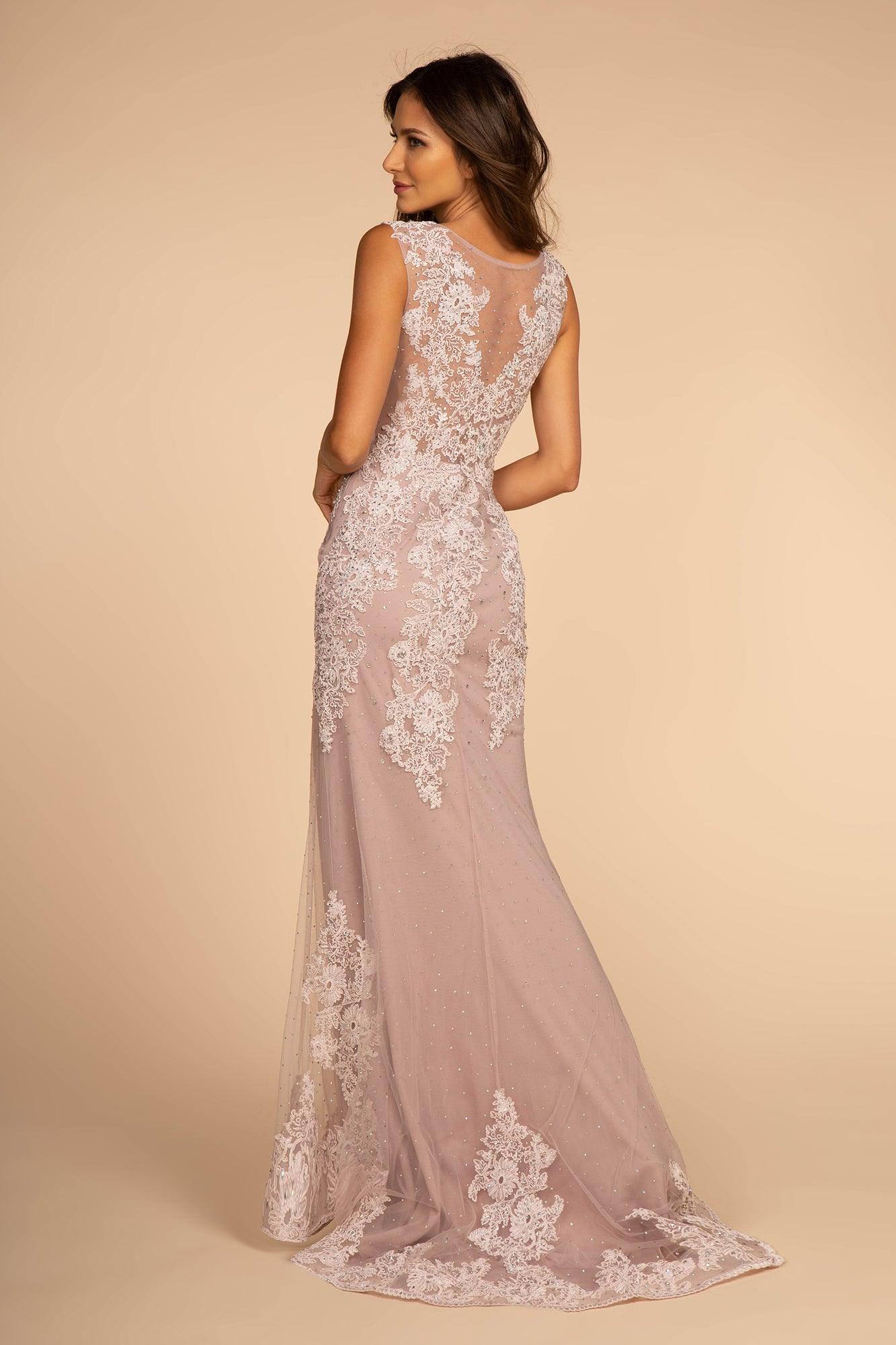 Mesh Beaded Embroidered Mermaid Long Dress - The Dress Outlet Elizabeth K