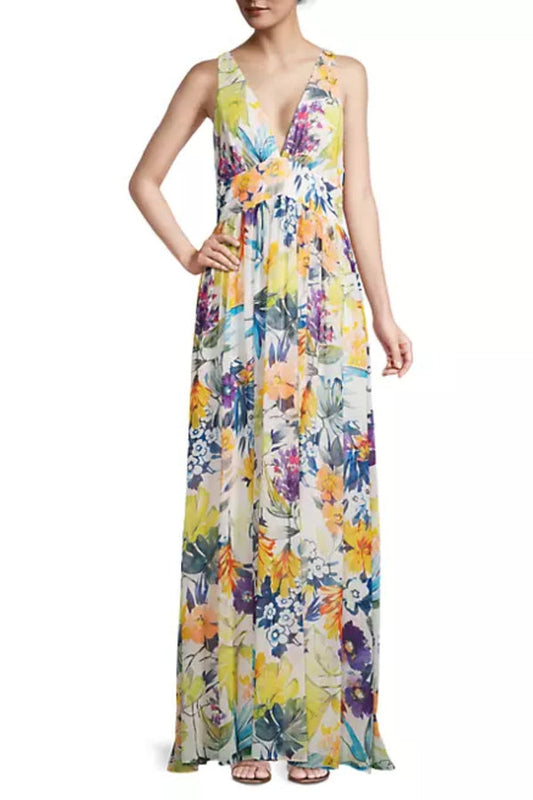Formal Dresses Long A Line Floral Print  Formal Dress Ivory Multi