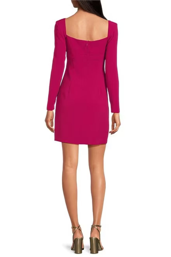 Cocktail Dresses Fitted Long Sleeve Cocktail Dress Rich Magenta