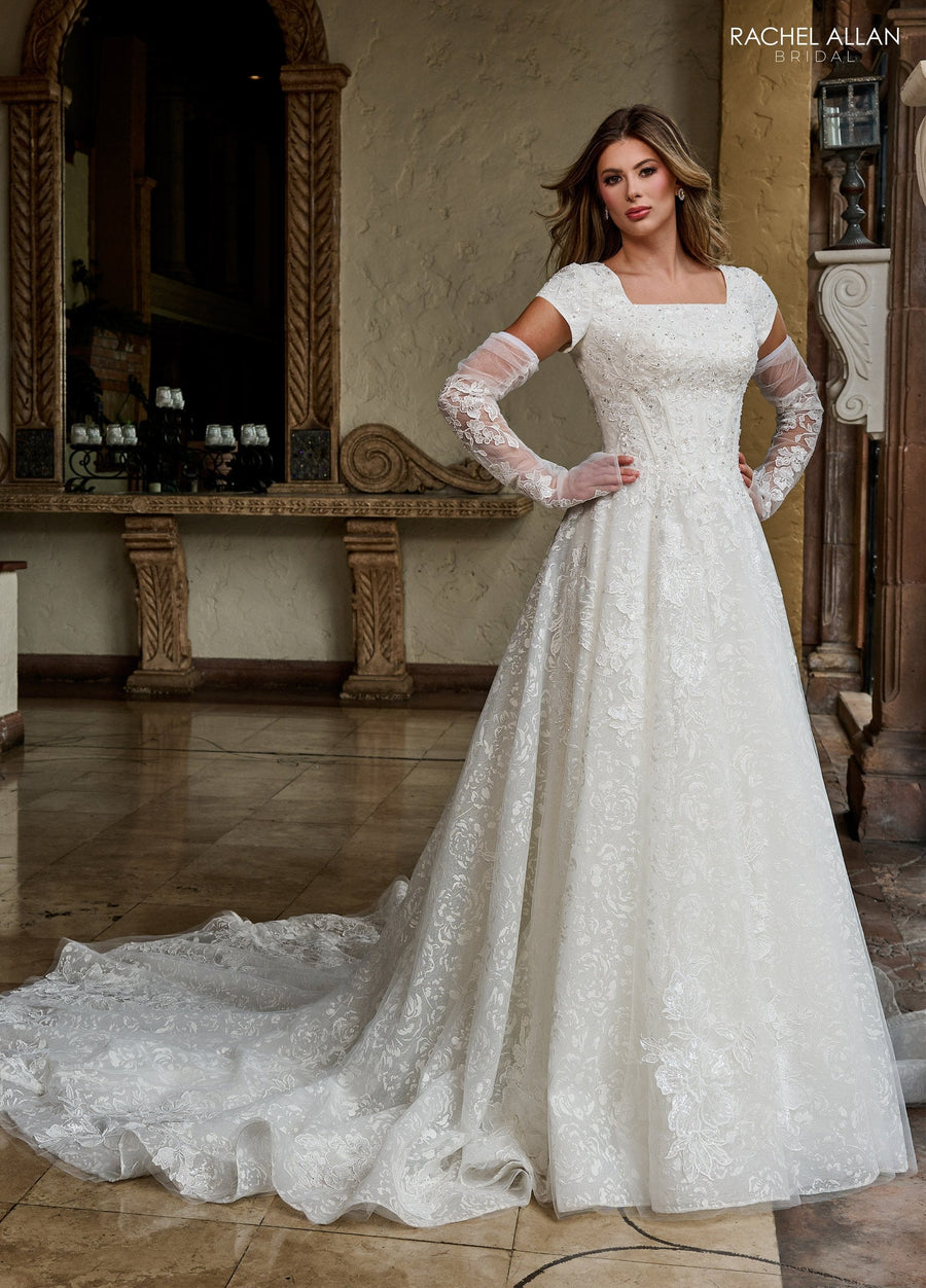 Wedding Dresses Long Beaded Ball Gown Lace Glitter Wedding Dress Ivory