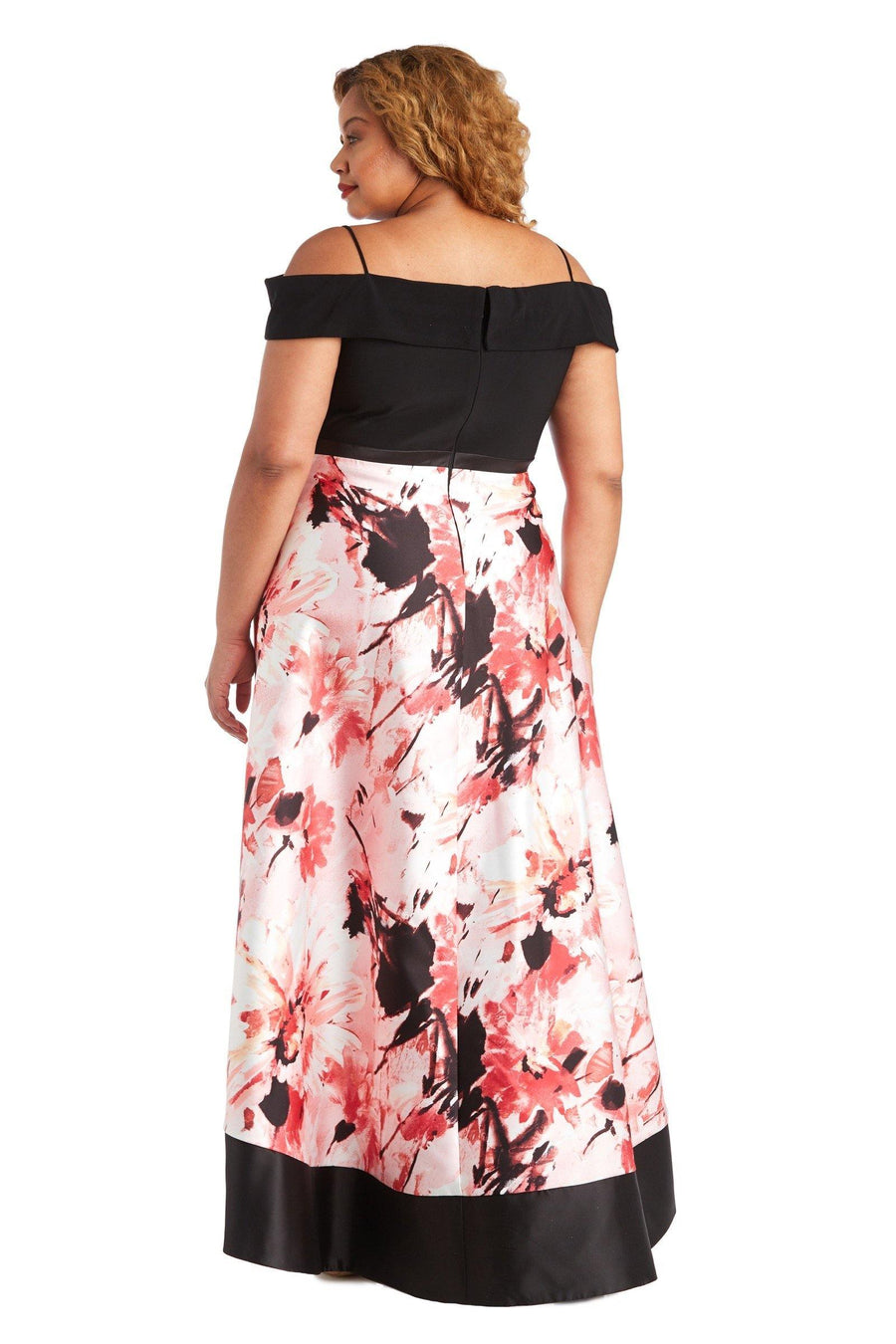 Morgan & Co Plus Size High Low Print Dress 12336WM - The Dress Outlet