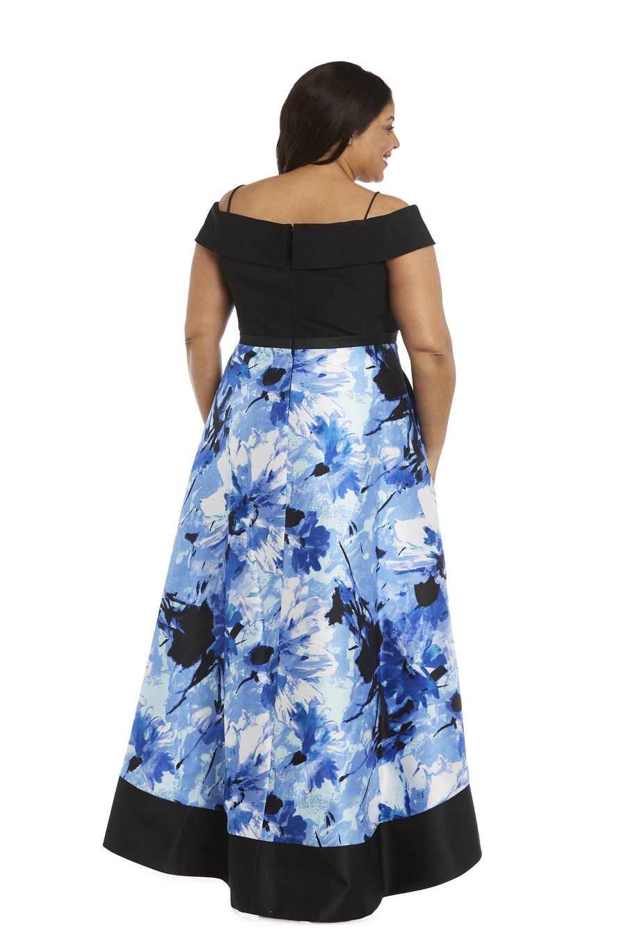 Morgan & Co Plus Size High Low Print Dress 12336WM - The Dress Outlet